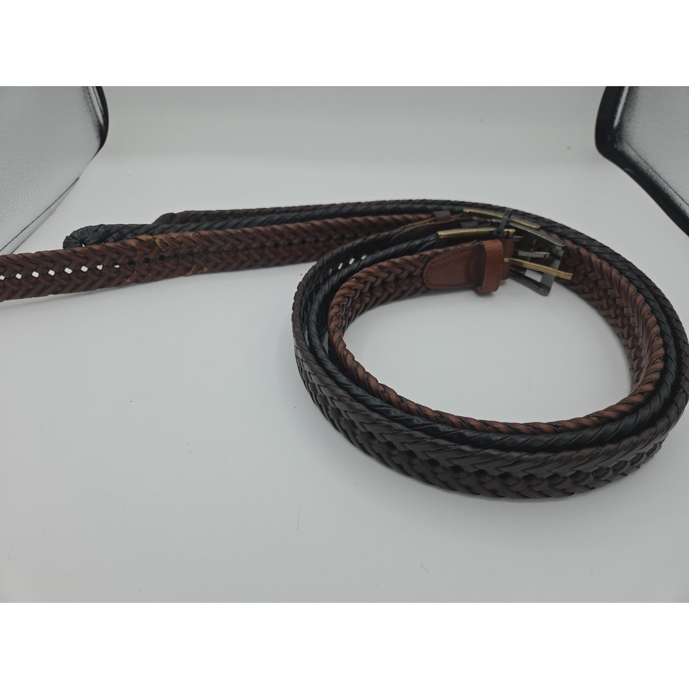 Dockers Mens Braided Belt Lot of 3 Black Brown Tan Woven Belts Size Small